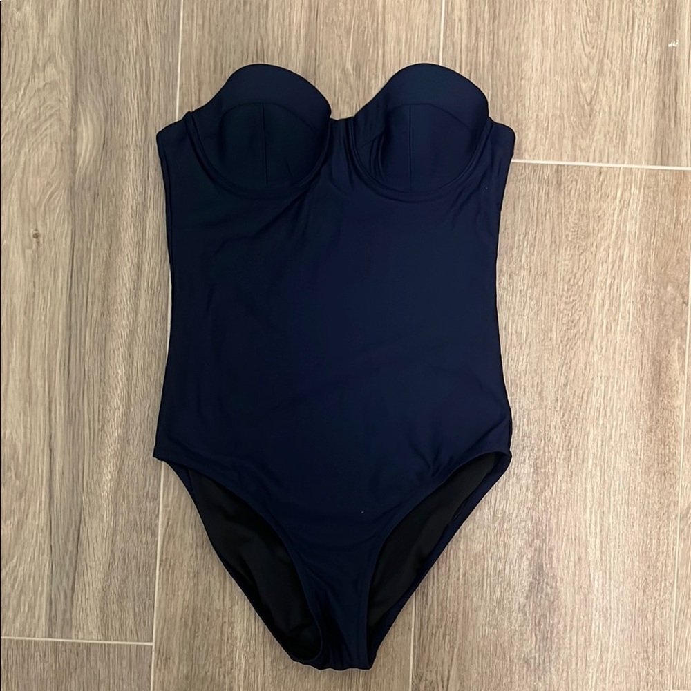 J.Crew Strapless Navy Blue One Piece Swimsuit Size 4